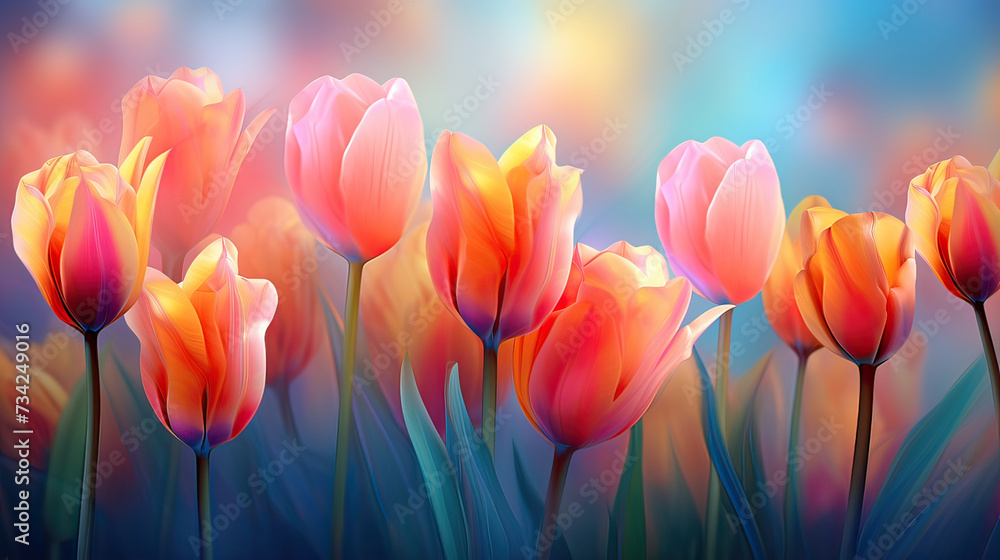 Abstract elements into the tulips theme, visually engaging and universally appealing background Ai Generative