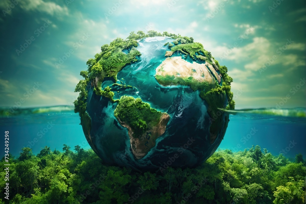 Planet earth on a green background, Green continents made from the ...