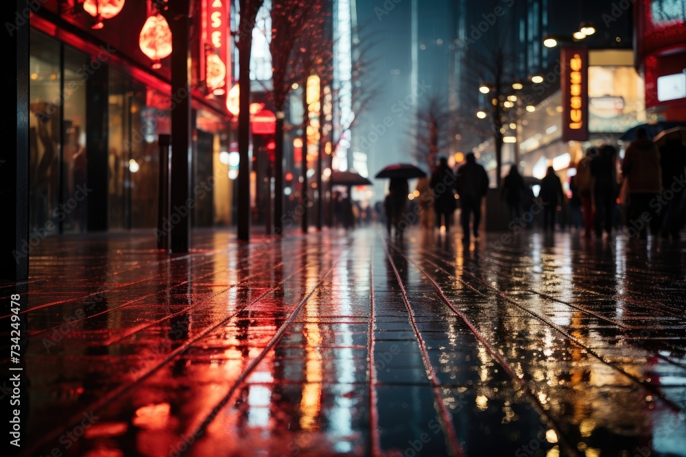 Night rain comes to life under urban lights., generative IA