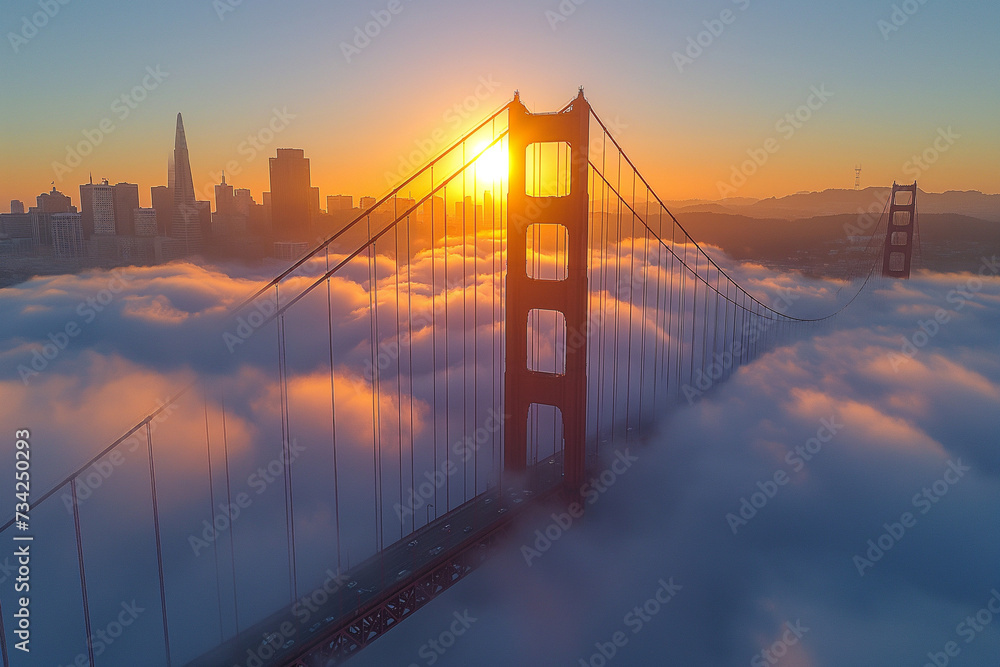 Dawn's First Light on Golden Gate and San Francisco