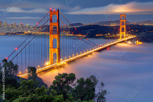 wilight Embrace: Golden Gate Bridge and San Francisco Skyline