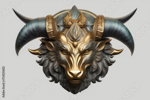 a high quality photograph of a saturnus creature statue head isolated on a white or transparent background