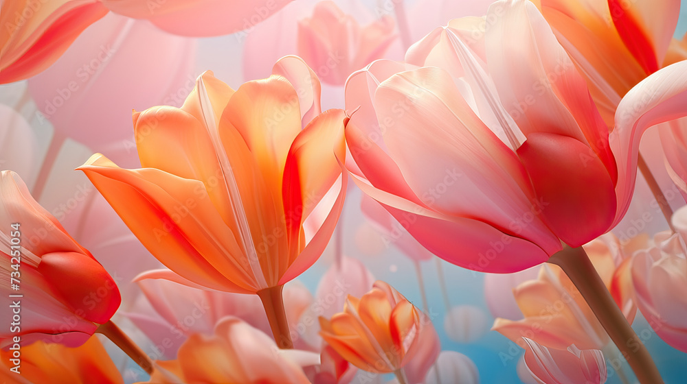Abstracting the beauty of tulips, innovative shapes and colors for a modern and appealing aesthetic background Ai Generative