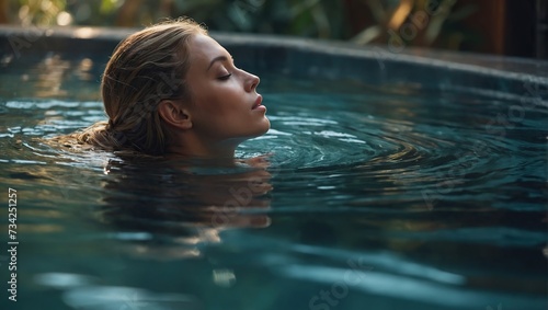 Serene water relaxation at a spa with beautiful girl