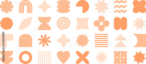 Abstract y2k shape, retro element, graphic groovy figure, minimal geometry form, pech trendy color icon isolated on white background. Creative simple vector illustration