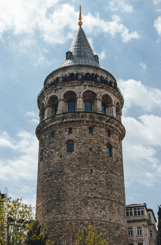 the tower of galata in galatasaray neighbourhood in turkish style symbol of the city