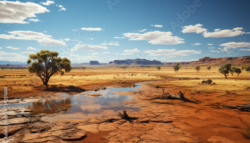 Tranquil scene Africa arid climate showcases nature beauty generated by AI