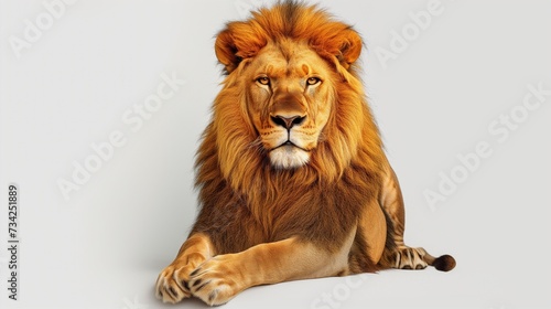 A beautiful image of a lion isolated on a plain white background. lion in front of white background © SardarMuhammad