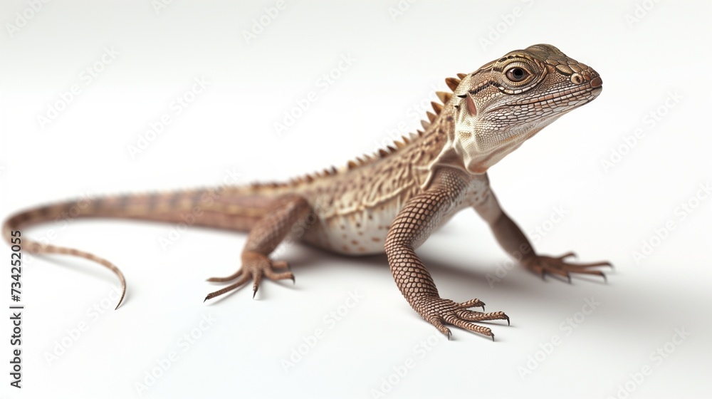 Fototapeta premium A beautiful image of a lizard isolated on a plain white background. close up of a lizard