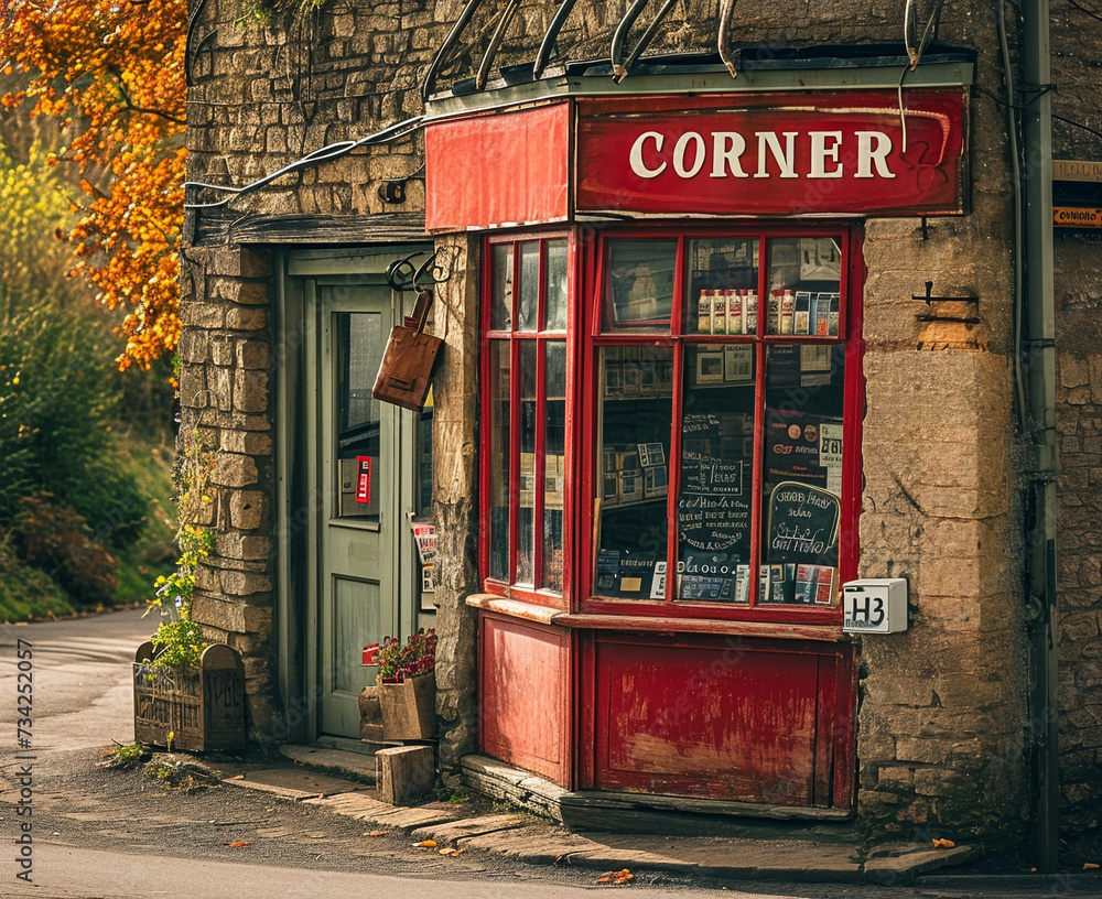  Exterior of a country corner shop, local supplies