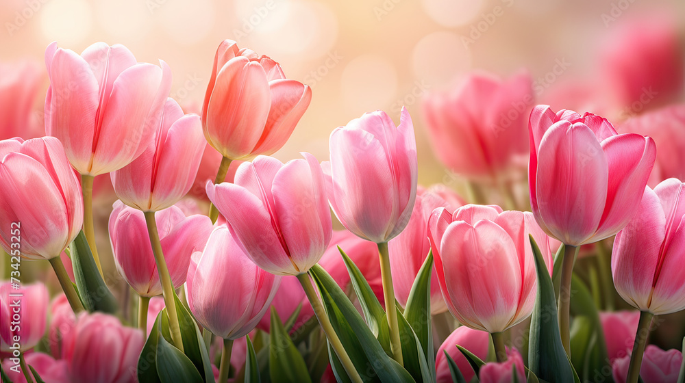 The beauty of tulips in a natural setting, background Ai Generative
