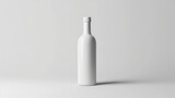  a white bottle sitting on top of a table next to a white wall and a white wall behind the bottle is an empty bottle with a white cap on the top.