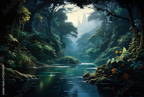 a river in a forest photo