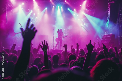 Crowd of People at Concert With Hands in the Air