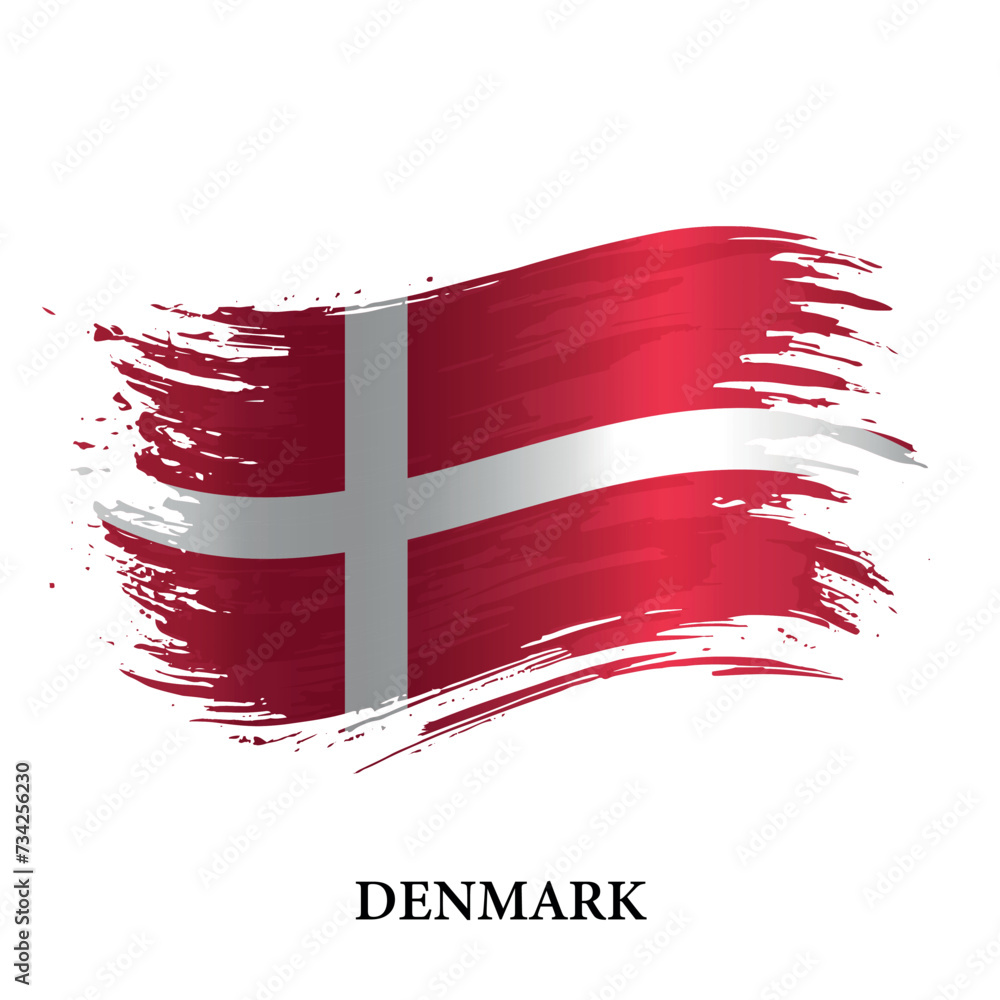 Grunge flag of Denmark, brush stroke vector Stock Vector | Adobe Stock