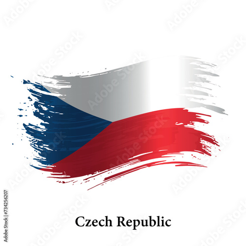 Grunge flag of Czech Republic  brush stroke vector