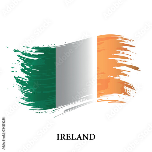 Grunge flag of Ireland, brush stroke vector photo