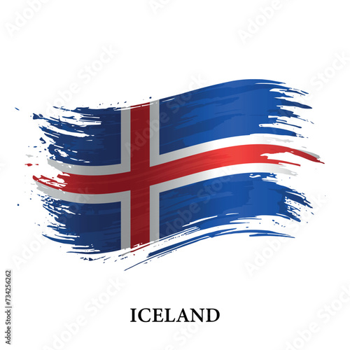Grunge flag of Iceland, brush stroke vector