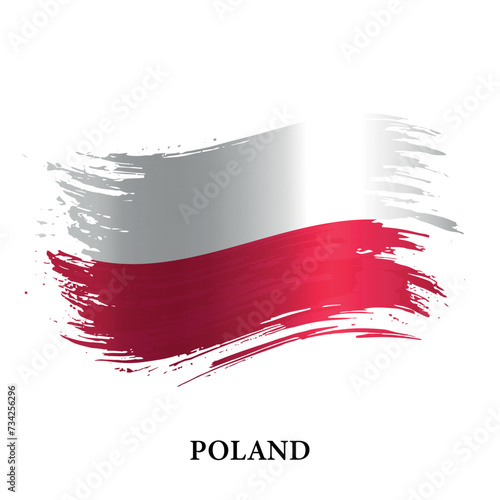 Grunge flag of Poland, brush stroke vector