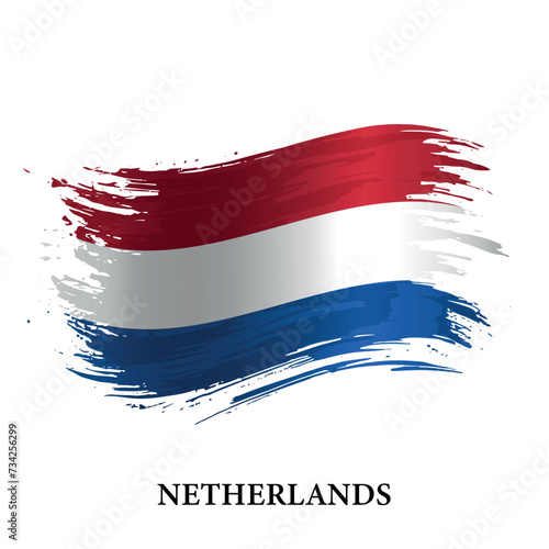 Grunge flag of Netherlands, brush stroke vector