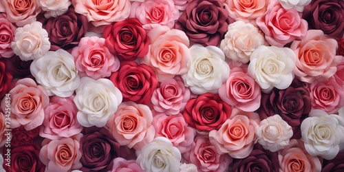3D Background of roses in pastel pink and lilac colors  top view 