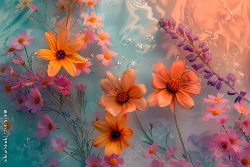 Whimsical pastel floral background wallpaper © Kaessa