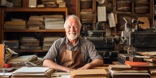 Traditionelles Handwerk | Buchbinder am Arbeitsplatz