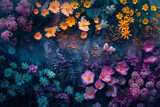 Whimsical pastel floral background wallpaper