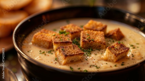 Creamy Soup with Croutons