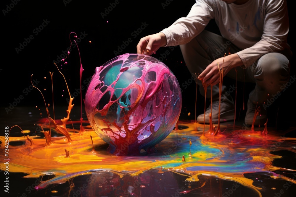 Paint glob 3d art. Artistic ink brush. Generate Ai