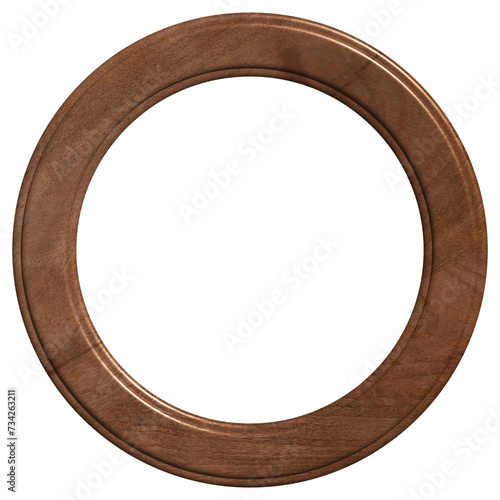 Empty oak round frame for photos and painting photo