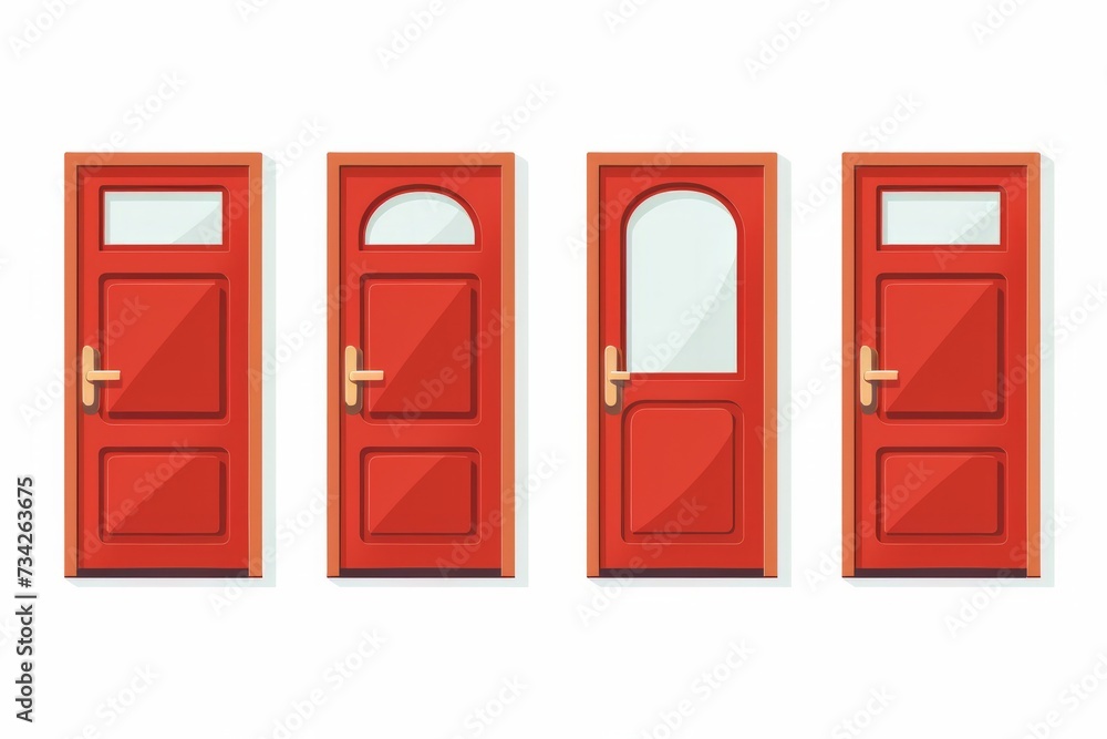 Three Red Doors With a White Background Three Red Doors With a White Background