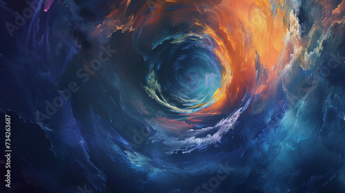A swirling vortex of colors cascades across the digital canvas, morphing and merging in an ever-changing dance of light and shadow. The digital artist's hand guides the creation of