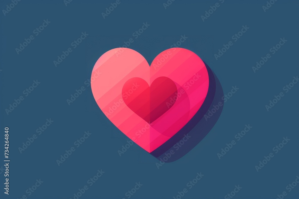 Pink Heart on Blue Background