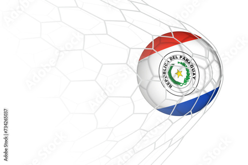 Paraguay flag soccer ball in net.