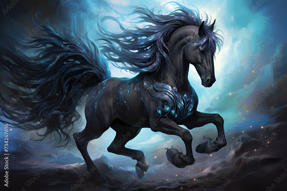 black fantasy horse in the dark black fantasy horse in the dark