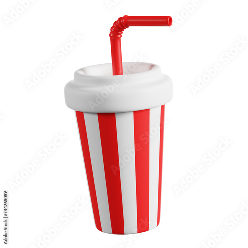 Sweet Carbonated Water in a Cup with Straw 3D render icon