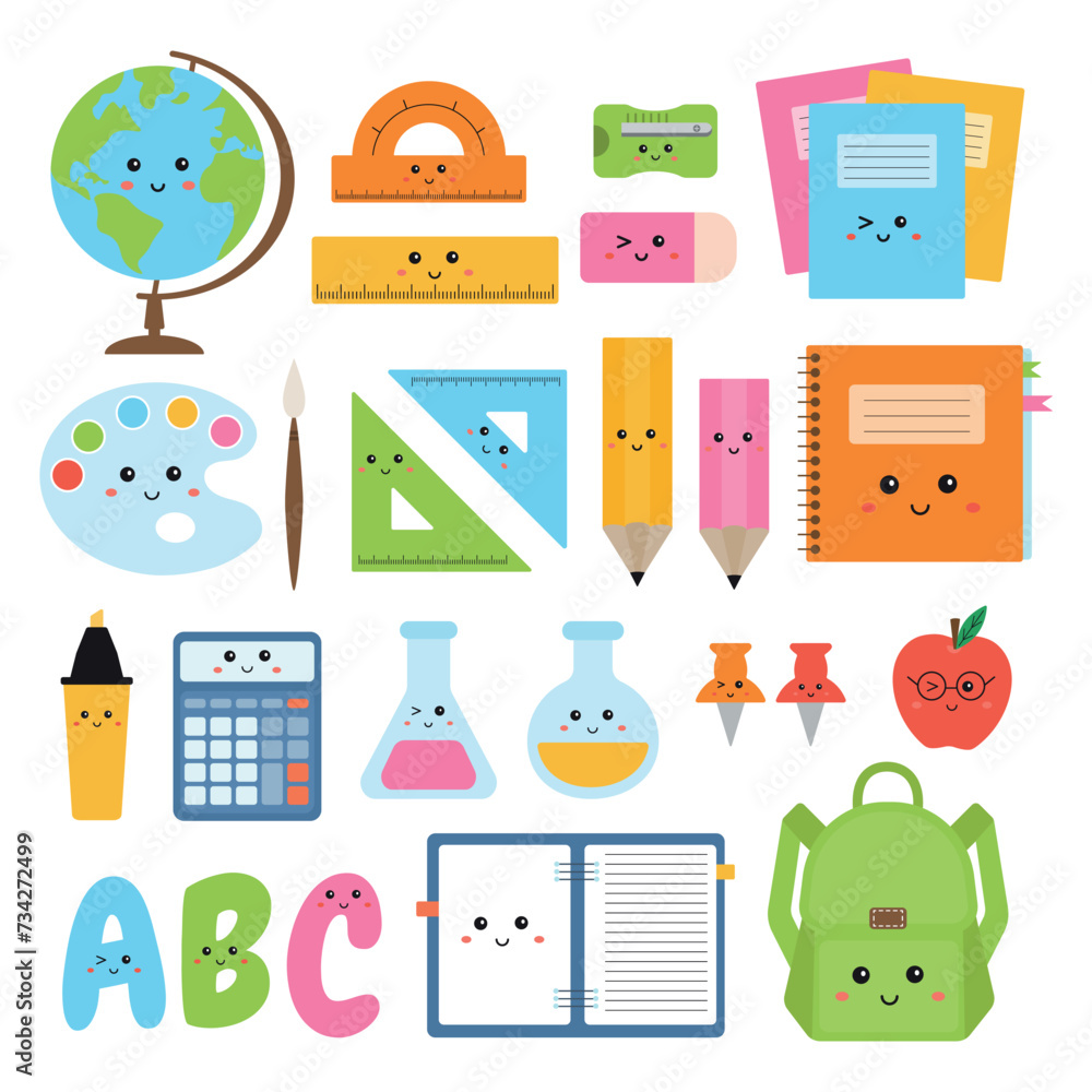 Collection of school supplies, stationary. Clipart icons of school supplies, stationery tools. Pencil, notebook, bag pack, globe, ruler. Clip art of school elements for student . Back to school. Collection of school supplies, stationary. Clipart icons of school supplies, stationery tools. Pencil, notebook, bag pack, globe, ruler. Clip art of school elements for student . Back to school.