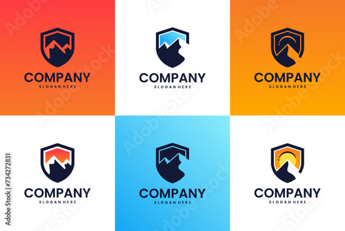 Set of mountain logo and outdoor adventures safe ,vector design template.