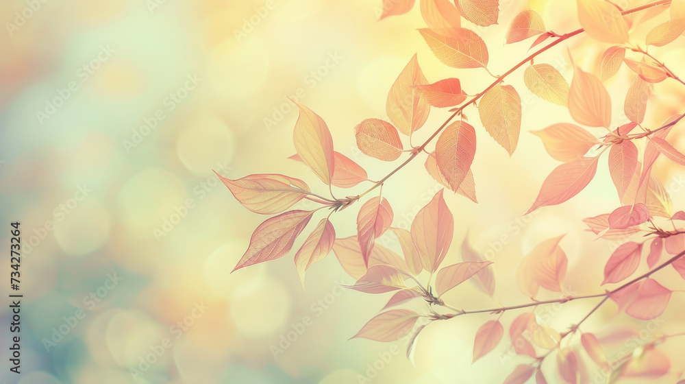 Pastel background and leaves with room for text Pastel background and leaves with room for text