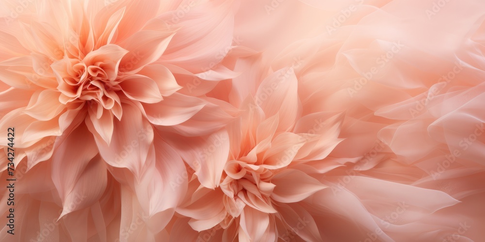 Abstract background from different flowers in peach color. Color of the year 2024. Generative AI
