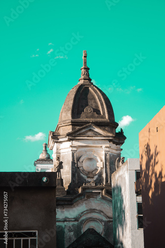 Torre estilo neoclásico italiano del siglo XX, Cementerio de la Recoleta, Asunción-Paraguay photo