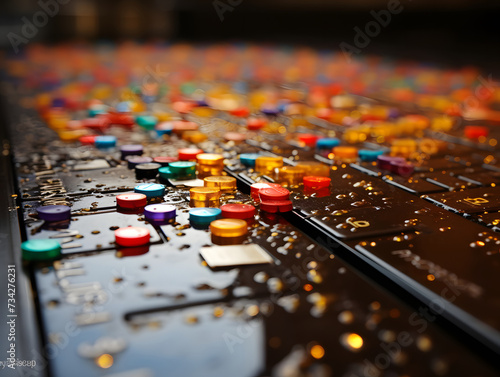 credit card on keyboard stock photo