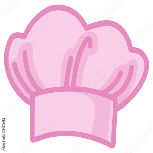 Chef Hat Pink Doodle Drawing Cartoon Illustration Vector Art Icon