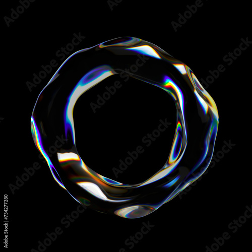 Billede på lærred Abstract wavy liquid circle shape 3D illustration