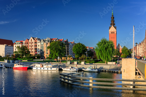 Summer scenery of Elblag city in the light of the setting sun. Poland photo