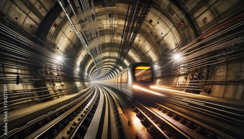 Blurred motion in metro tunnel. Copenhagen metro