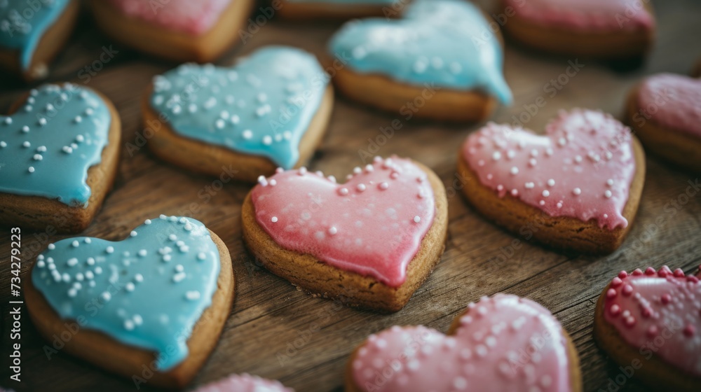 Glazed heart-shaped cookies generative ai Glazed heart-shaped cookies generative ai