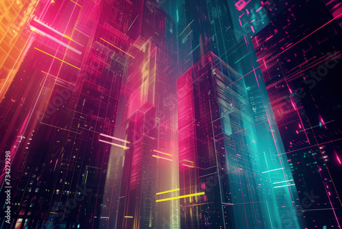 digital artwork of a futuristic cityscape.