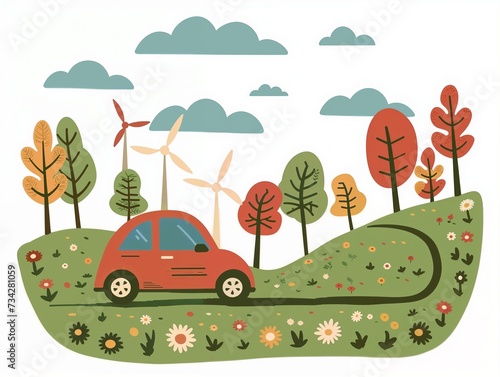 Eco-Friendly Transportation Illustration